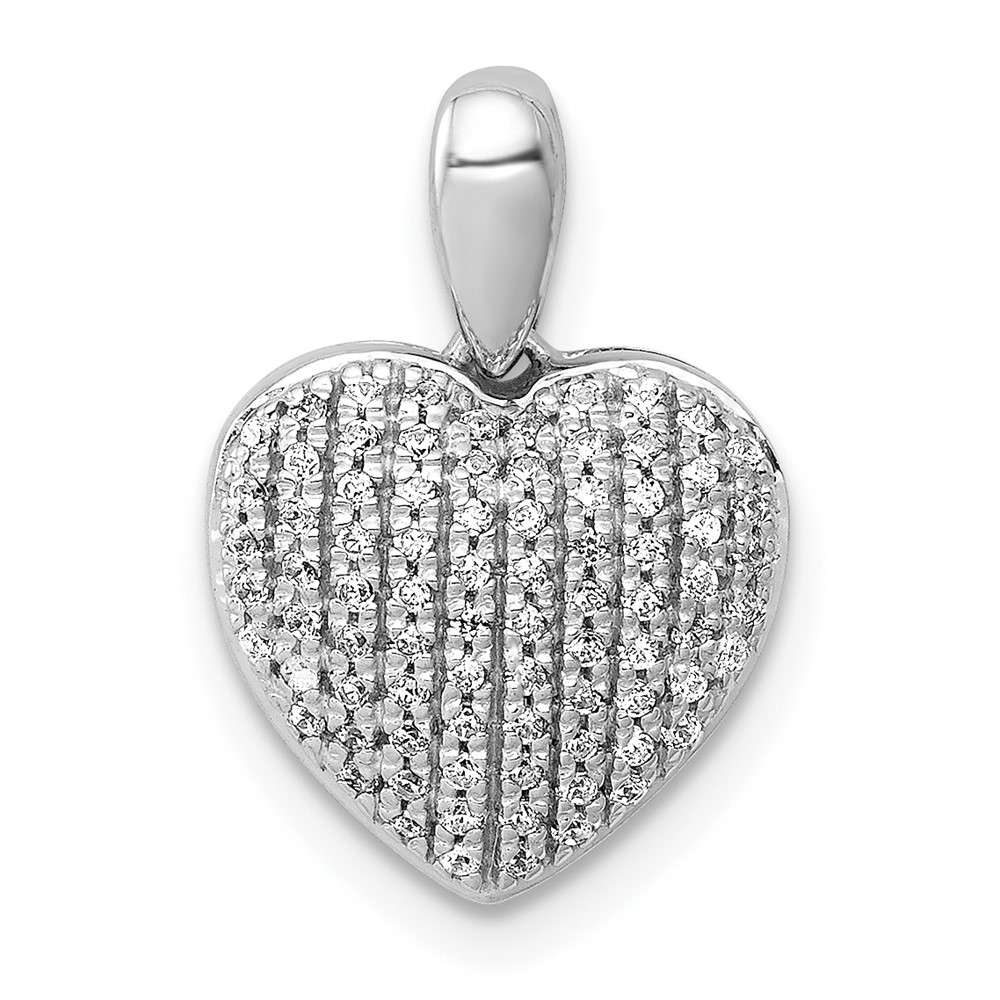 PM4879-025-WA.jpg 14k White Gold 1/4 carat Pave Diamond Heart Pendant - Image 1