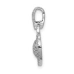 14k White Gold 1/5 carat Pave Diamond Fancy Heart Pendant - Image 2