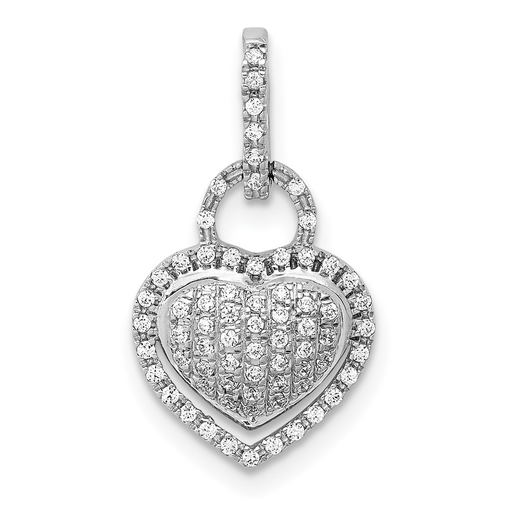 PM4882-020-WA.jpg 14k White Gold 1/5 carat Pave Diamond Fancy Heart Pendant - Image 1