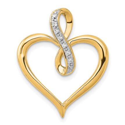 14k 1/20 carat Diamond Heart and Infinity Pendant Fits up to 2mm Regular/4mm Fancy or Reversible Omega
