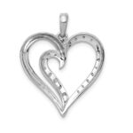 14k White Gold 1/10 carat Diamond Fancy Heart Pendant - Image 3