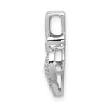 14k White Gold 1/5 carat Pave Diamond Fancy Double Heart Chain Slide - Image 2