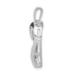 14k White Gold with Black Rhodium 1/20 carat Blue and White Diamond Heart Pendant - Image 2
