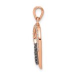 14k Rose Gold and Black Rhodium Champagne and White Diamond Hearts Pendant - Image 2