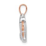 10Kt White w/ Rose Gold Heart Charm Diamond Heart Pendant - Image 2