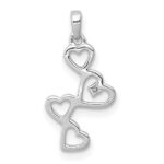 14k White Gold Diamond Dangling Hearts Pendant - Image 3