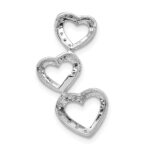 14k White Gold 1/10 carat Lab Grown Diamond VS/SI+ G+ Complete Triple Heart Chain Slide Pendant - Image 3