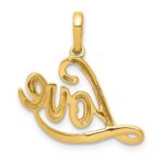 10K w/Rhodium .02ct. Diamond LOVE Pendant - Image 3