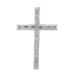 14k White Gold 1/2 carat Lab Grown Diamond VS/SI+ G+ Complete Cross Chain Slide Pendant - Image 3