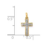14k and White Rhodium 1/20 carat Diamond Cross Pendant - Image 4