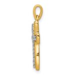 14k and White Rhodium 1/8 carat Diamond Cross Pendant - Image 2