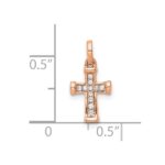 10K Rose Gold Small 1/20ct. Diamond Latin Cross Pendant - Image 2