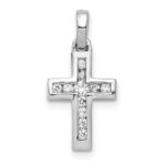 14k White Gold 1/6 carat Diamond Latin Cross Pendant