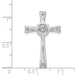 14k White Gold 1/15 carat Vibrant Moving Diamond Cross Chain Slide - Image 4