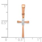 14k Rose Gold .03 carat Diamond Cross Pendant - Image 4