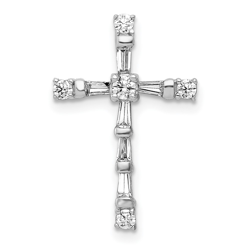 PM5033-033-WA.jpg 14k White Gold 1/3 carat Diamond Cross Chain Slide - Image 1