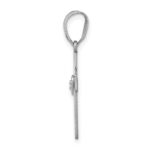 14k White Gold Diamond Heart Cross Pendant - Image 2
