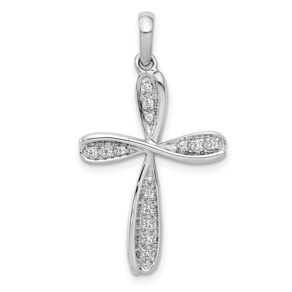 PM5045-008-WA.jpg 14k White Gold 1/15 carat Diamond Cross Pendant - Image 1