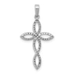 14k White Gold 1/4 carat Diamond Cross Pendant - Image 3