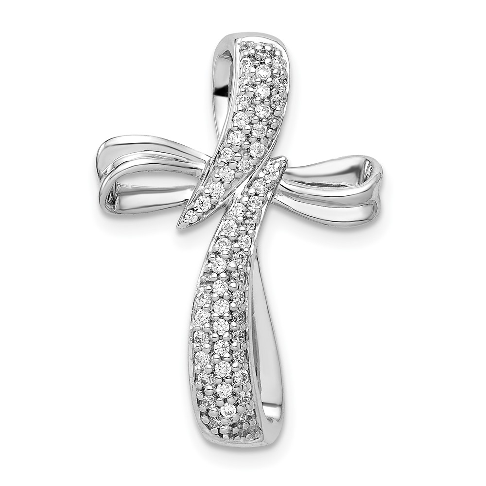 PM5053-025-WA.jpg 14k White Gold 1/4 carat Diamond Cross Chain Slide - Image 1