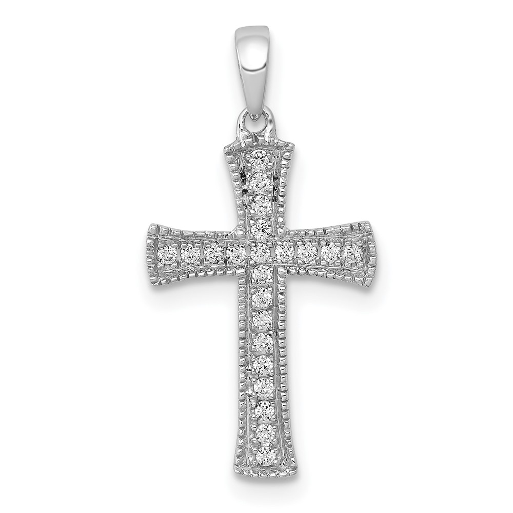 PM5074-010-WA.jpg 14k White Gold 1/10 carat Diamond Cross Pendant - Image 1