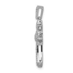 14k White Gold 1/6 carat Diamond Fleur de Lis Cross Pendant - Image 2