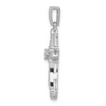 14k White Gold 1/6 carat Diamond Filigree Cross Pendant - Image 2