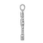 14k White Gold 1/10 carat Diamond Filigree Budded Cross Pendant - Image 2