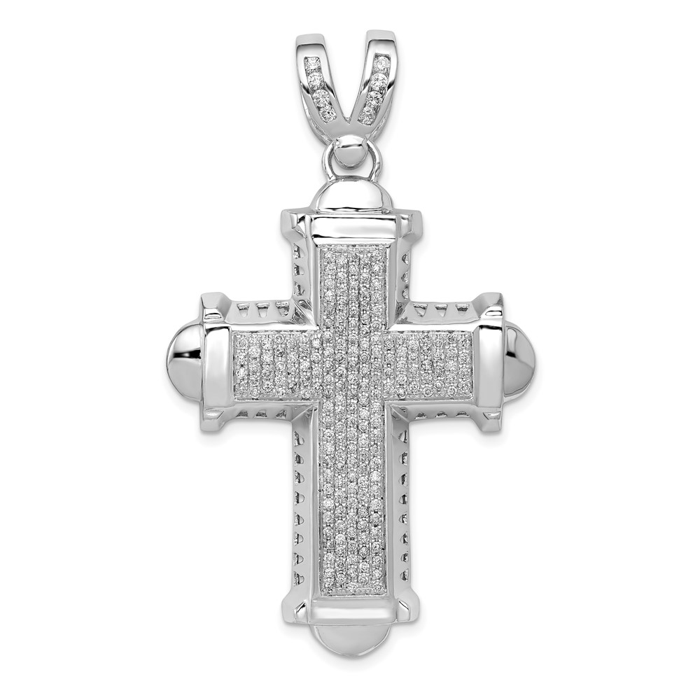 PM5128-088-WA.jpg 14k White Gold 7/8 carat Diamond Cross Pendant - Image 1