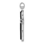 14k White Gold 1/3 carat Diamond and Onyx Cross Pendant - Image 2