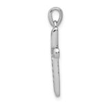 14k White Gold Small 1/10 carat Diamond Cross Pendant - Image 2