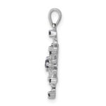 14k White Gold 1/6 carat Blue and White Diamond Snowflake Pendant - Image 2