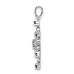 14k White Gold 1/4 carat Blue and White Diamond Snowflake Pendant - Image 2