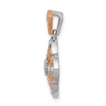14k White Gold with Rose Rhodium 1/10 carat Diamond Vintage Pendant - Image 2