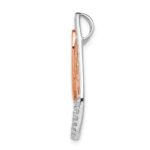 14k Two-tone 1/10 carat Diamond Awareness Ribbon Teardrop Chain Slide - Image 2