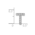 14K  White Gold Diamond Letter T Initial Charm - Image 4