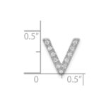 14K  White Gold Diamond Letter V Initial Charm - Image 4