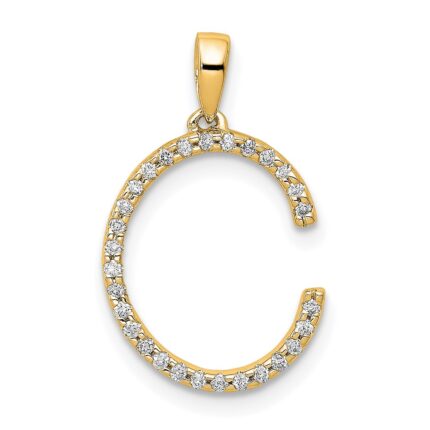 14K Diamond Letter C Initial Pendant