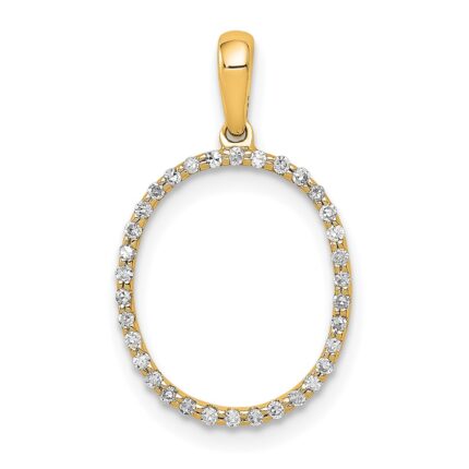 14K Diamond Letter O Initial Pendant