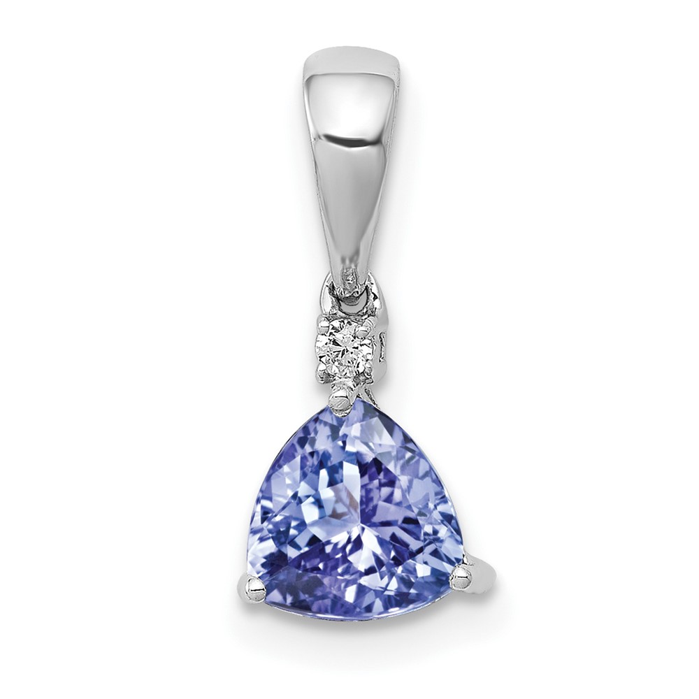 PM5232-TZ-002-WA.jpg 14k White Gold Trillion .72 Tanzanite and Diamond Pendant - Image 1