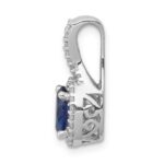 14k White Gold Diamond and Oval Sapphire Halo Pendant Fits up to 2mm Regular/3mm Fancy or Reversible Omega - Image 2
