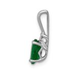 14k White Gold Diamond and Oval Emerald Pendant - Image 2