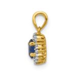 14k with White Rhodium Diamond and .32 Sapphire Oval Halo Pendant - Image 2