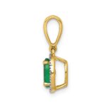 14k Diamond and Oval Emerald Halo Pendant - Image 2