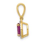 14k Diamond and .99 Oval Ruby Halo Pendant - Image 3