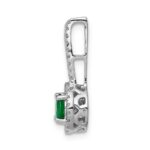 14k White Gold Diamond and Round Emerald Halo Pendant Fits up to 2mm Regular/4mm Fancy or Reversible Omega - Image 2