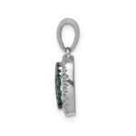 14k White Gold with Black Rhodium Diamond and .50 Emerald Cluster Square Halo Pendant - Image 2