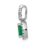 14k White Gold Halo Diamond and Oval Emerald Halo Pendant - Image 2