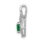 14k White Gold Diamond and Oval Emerald Fancy Pendant - Image 2