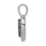 14k White Gold and Black Rhodium Diamond and Pave Emerald Heart Pendant - Image 2